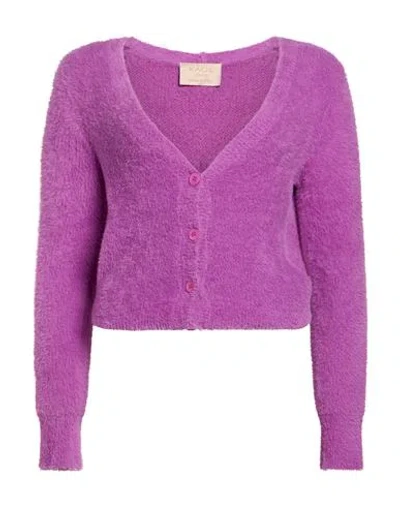 Kaos Jeans Woman Cardigan Mauve Size S Viscose, Polyester, Polyamide In Purple