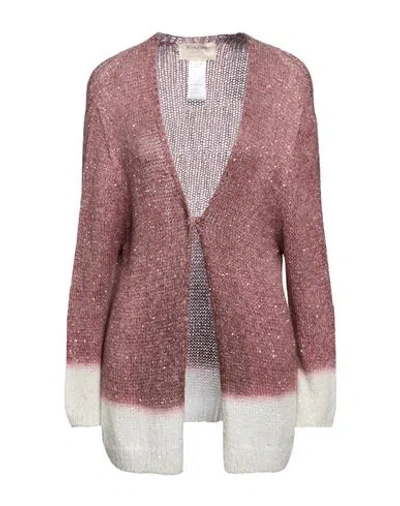 Kaos Jeans Woman Cardigan Mauve Size Xl Polyamide, Acrylic, Polyester, Mohair Wool, Wool In Purple