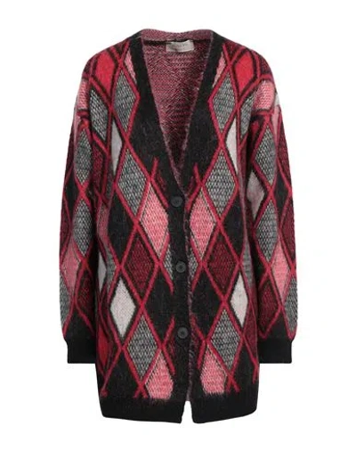 Kaos Jeans Woman Cardigan Red Size M Acrylic, Mohair Wool, Polyamide