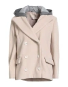 Kaos Jeans Woman Coat Beige Size S Polyester, Viscose In Sand
