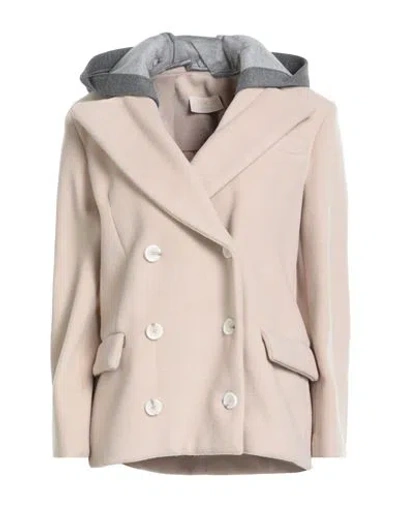 Kaos Jeans Woman Coat Beige Size S Polyester, Viscose In Sand