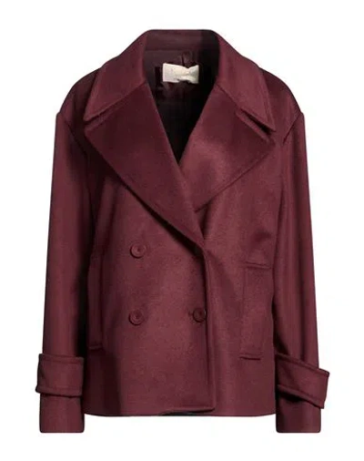 Kaos Jeans Woman Coat Burgundy Size 8 Polyester, Viscose