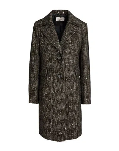 Kaos Jeans Woman Coat Dark Brown Size 8 Polyester, Wool, Cotton, Acrylic, Synthetic Fibers In Black