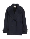 Kaos Jeans Woman Coat Navy Size 10 Polyester, Viscose, Elastane In Blue