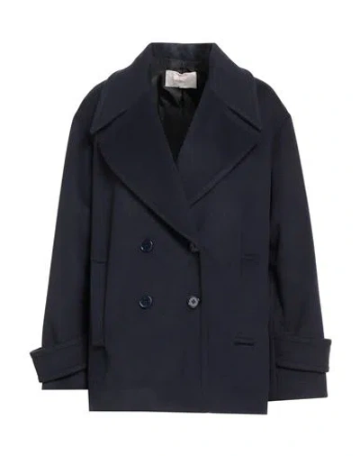 Kaos Jeans Woman Coat Navy Size 10 Polyester, Viscose, Elastane In Blue