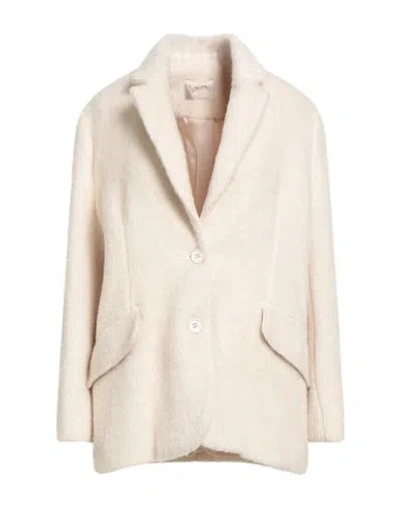 Kaos Jeans Woman Coat Off White Size 10 Acrylic, Polyacrylic In Gold