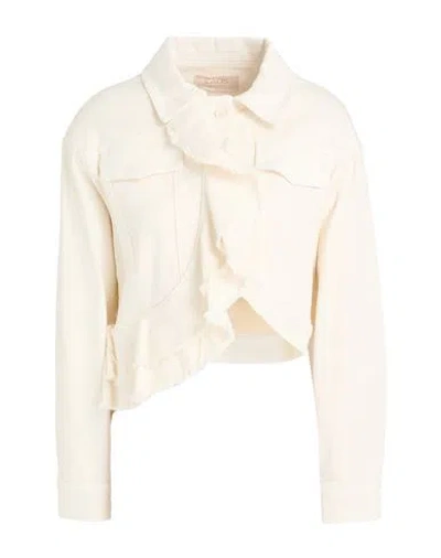 Kaos Jeans Woman Denim Outerwear Ivory Size 8 Cotton, Elastane In White