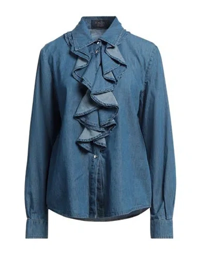 Kaos Jeans Woman Denim Shirt Blue Size 12 Cotton