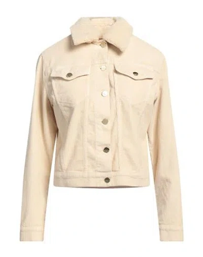 Kaos Jeans Woman Jacket Beige Size 12 Cotton, Elastane