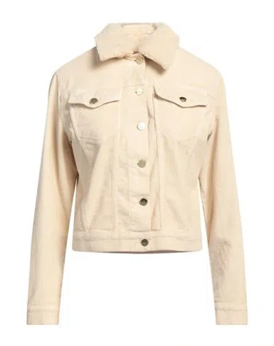 Kaos Jeans Woman Jacket Beige Size 8 Cotton, Elastane