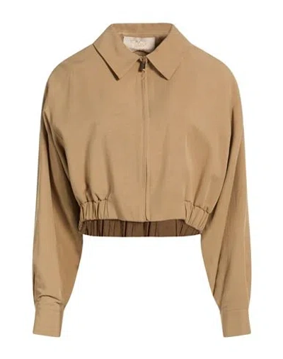 Kaos Jeans Woman Jacket Camel Size 8 Viscose, Linen In Neutral