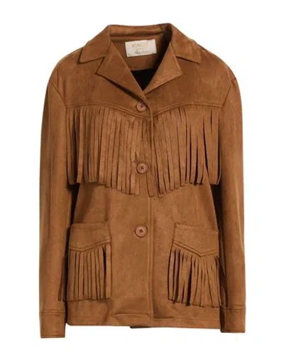Kaos Jeans Woman Jacket Tan Size M Polyester, Elastane In Brown
