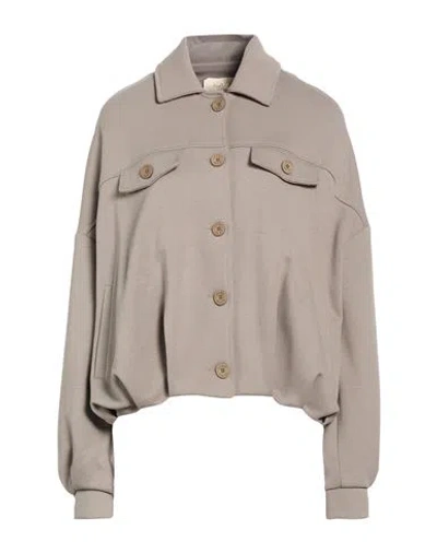Kaos Jeans Woman Jacket Taupe Size S Cotton, Polyester In Grey