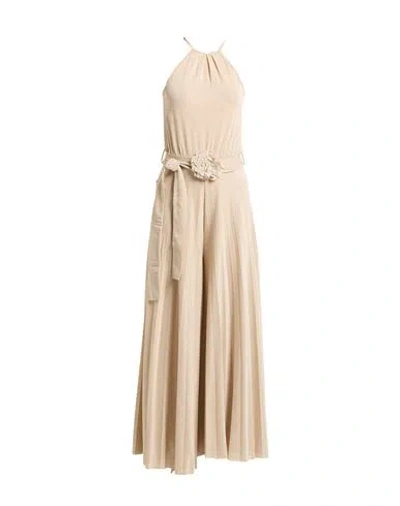 Kaos Jeans Woman Jumpsuit Beige Size 10 Cotton, Polyester, Polyamide, Metallic Polyester, Elastane In Brown