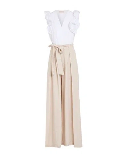 Kaos Jeans Woman Jumpsuit White Size 6 Viscose, Linen, Cotton, Elastane