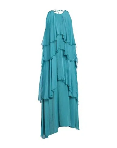 Kaos Jeans Woman Maxi Dress Azure Size 10 Viscose, Silk In Blue