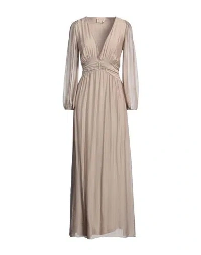 Kaos Jeans Woman Maxi Dress Beige Size 6 Viscose, Silk