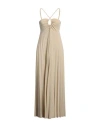 Kaos Jeans Woman Maxi Dress Beige Size 8 Cotton, Polyester, Polyamide, Metallic Polyester, Elastane In Beige