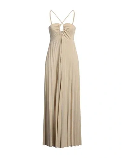 Kaos Jeans Woman Maxi Dress Beige Size 8 Cotton, Polyester, Polyamide, Metallic Polyester, Elastane