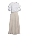 Kaos Jeans Woman Maxi Dress Beige Size 8 Viscose, Linen In Beige