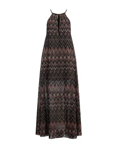 Kaos Jeans Woman Maxi Dress Black Size 10 Viscose, Metallic Polyester, Polyamide