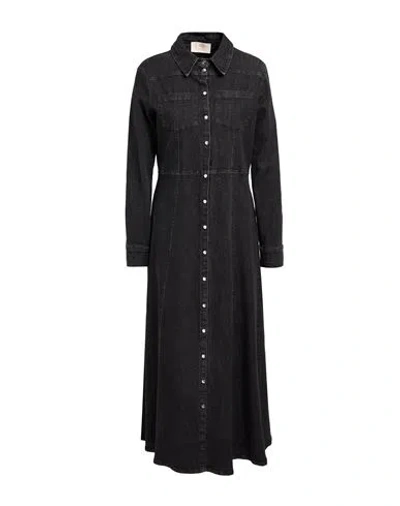 Kaos Jeans Woman Maxi Dress Black Size 12 Cotton, Elastane