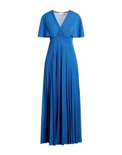 Kaos Jeans Woman Maxi Dress Blue Size 2 Cotton, Polyester, Polyamide, Metallic Polyester, Elastane