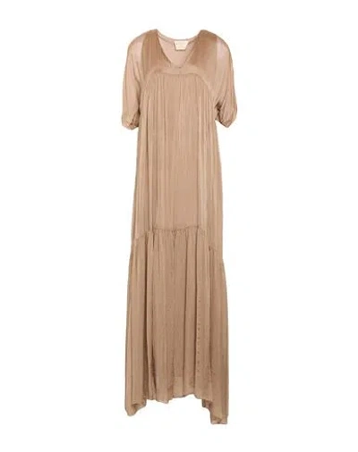Kaos Jeans Woman Maxi Dress Camel Size 10 Viscose, Silk In Sand