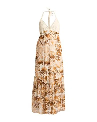 Kaos Jeans Woman Maxi Dress Camel Size 8 Cotton