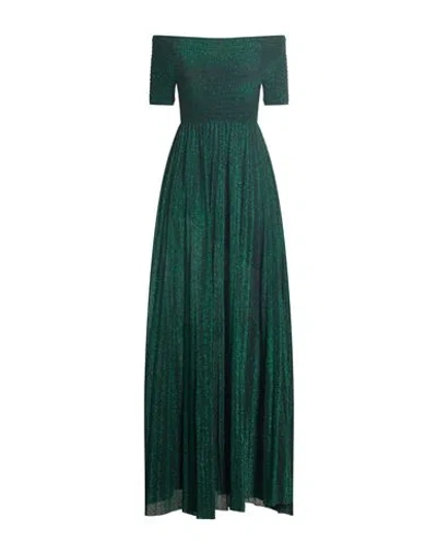 Kaos Jeans Woman Maxi Dress Dark Green Size 12 Cotton, Polyester, Metallic Polyester, Polyamide, Ela