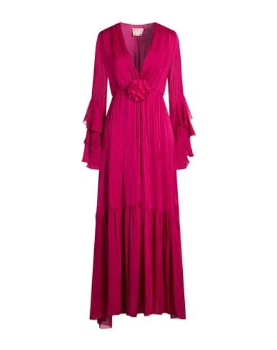 Kaos Jeans Woman Maxi Dress Fuchsia Size 12 Viscose, Silk In Red