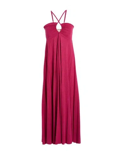 Kaos Jeans Woman Maxi Dress Fuchsia Size 4 Cotton, Polyester, Polyamide, Metallic Polyester, Elastan In Pink