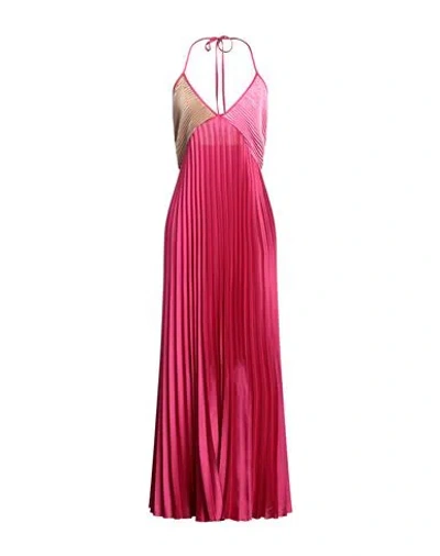 Kaos Jeans Woman Maxi Dress Fuchsia Size 8 Polyester In Pink