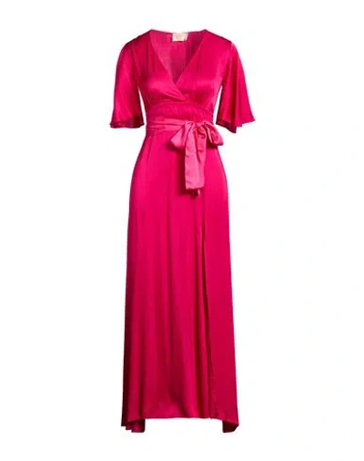 Kaos Jeans Woman Maxi Dress Fuchsia Size 8 Viscose In Pink