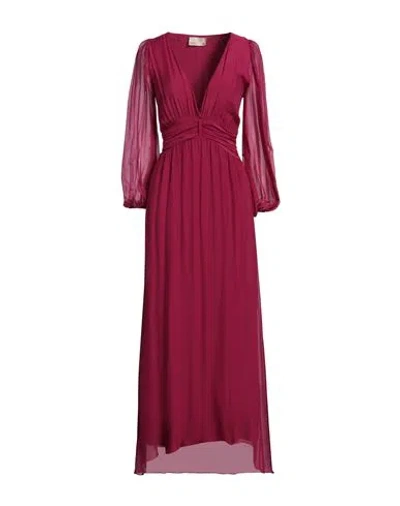 Kaos Jeans Woman Maxi Dress Fuchsia Size 12 Viscose, Silk In Pink