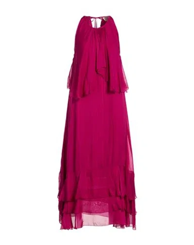 Kaos Jeans Woman Maxi Dress Garnet Size 8 Viscose, Silk In Red