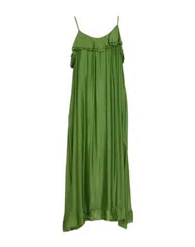Kaos Jeans Woman Maxi Dress Green Size 10 Viscose, Silk