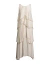 Kaos Jeans Woman Maxi Dress Ivory Size 8 Viscose, Silk In White