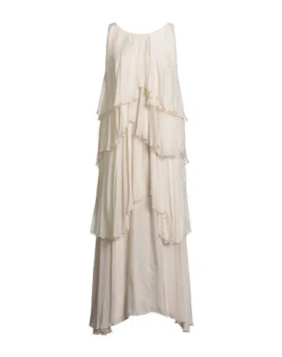 Kaos Jeans Woman Maxi Dress Ivory Size 8 Viscose, Silk In White