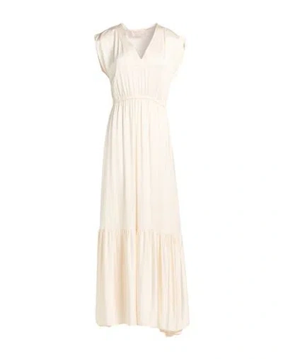 Kaos Jeans Woman Maxi Dress Ivory Size 8 Viscose In White
