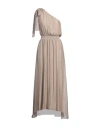 Kaos Jeans Woman Maxi Dress Light Brown Size 4 Viscose, Silk In Beige