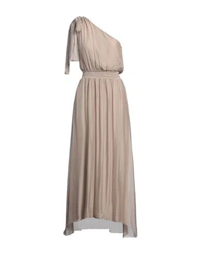 Kaos Jeans Woman Maxi Dress Light Brown Size 4 Viscose, Silk In Beige