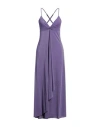 Kaos Jeans Woman Maxi Dress Lilac Size 6 Cotton, Polyester, Polyamide, Metallic Polyester, Elastane In Purple