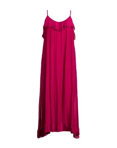 Kaos Jeans Woman Maxi Dress Magenta Size 10 Viscose, Silk In Pink