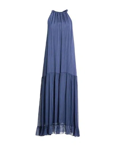 Kaos Jeans Woman Maxi Dress Navy Size 4 Viscose, Silk In Blue