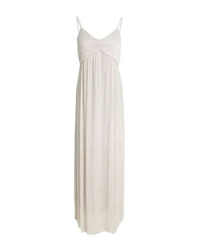 Kaos Jeans Woman Maxi Dress Silver Size 6 Polyester, Metal In Neutral