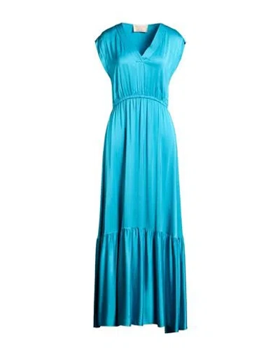 Kaos Jeans Woman Maxi Dress Turquoise Size 10 Viscose In Blue