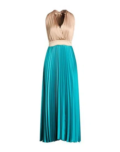 Kaos Jeans Woman Maxi Dress Turquoise Size 8 Polyester In Blue
