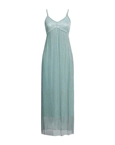 Kaos Jeans Woman Maxi Dress Turquoise Size 8 Polyester, Metallic Fiber In Blue