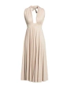 Kaos Jeans Woman Midi Dress Beige Size 4 Viscose, Polyester, Nylon, Elastane In Beige